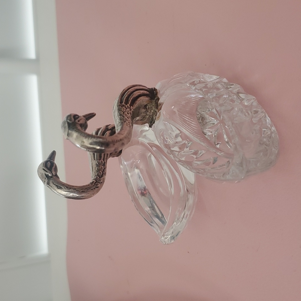 Vintage German Sterling and Crystal Swan Sugar Cellar Pair - Picture 4 of 4